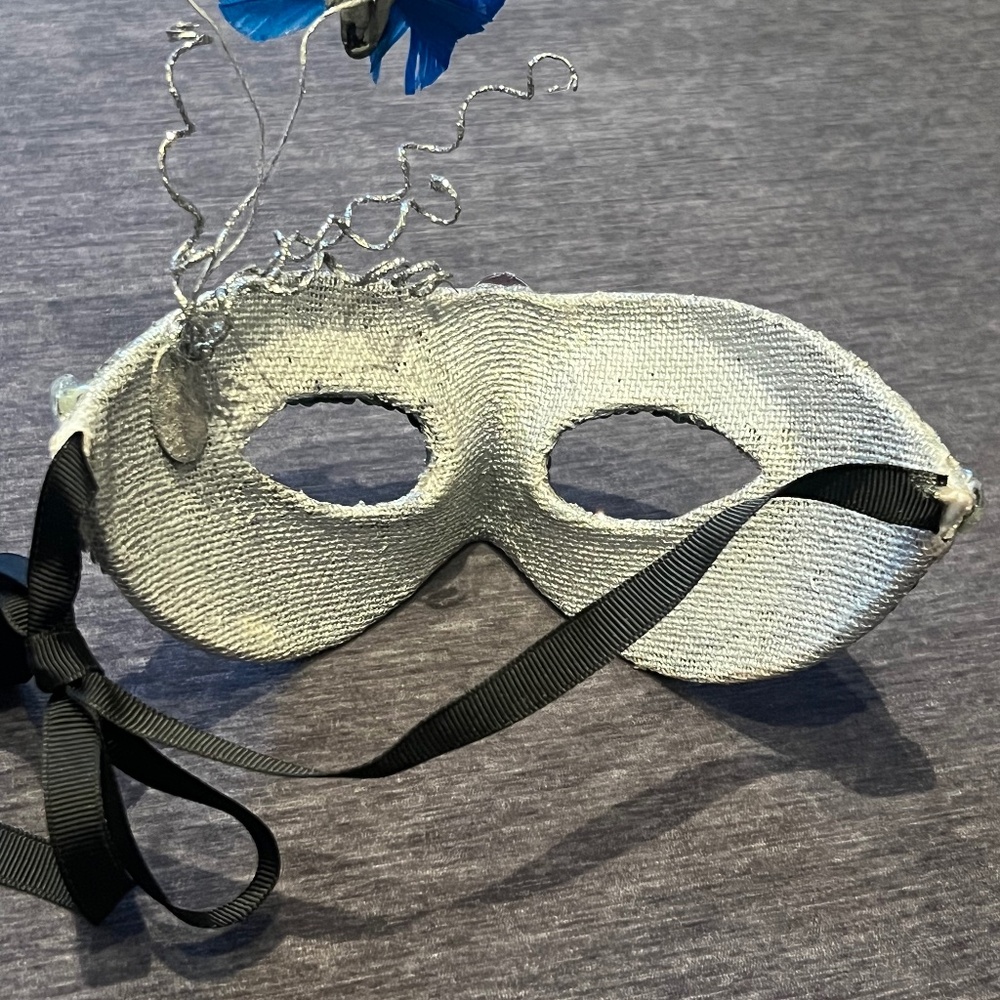 Pottery Barn Silver Glitter Sequin & Butterfly Face Mask (NEW COND)Mardi Gras - Picture 6 of 8